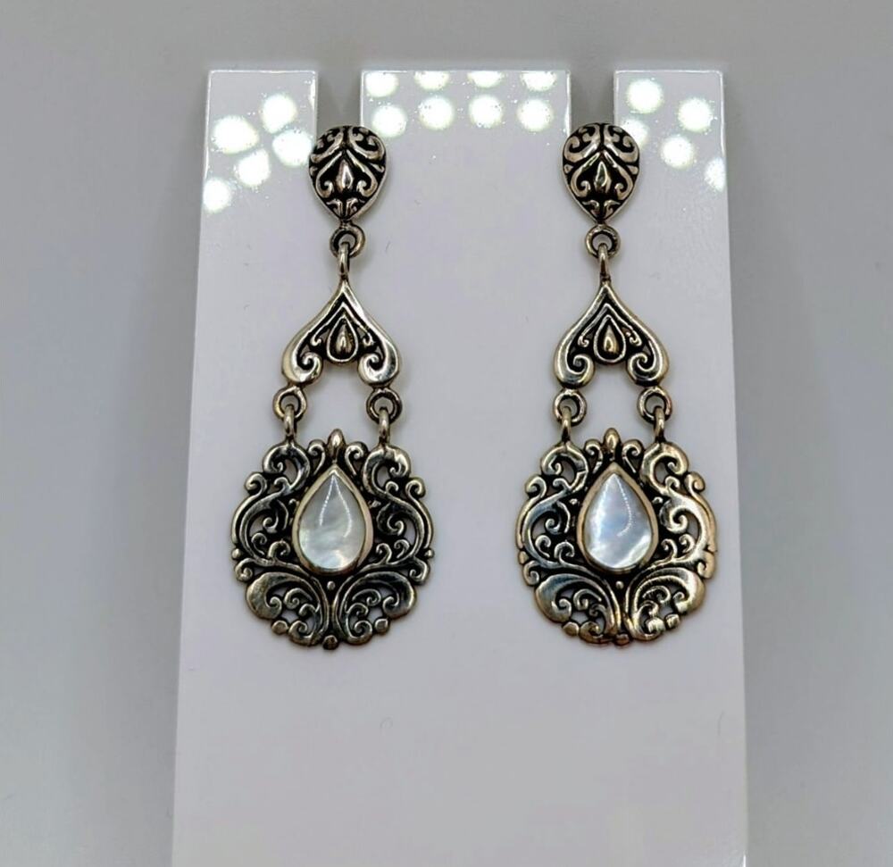 Bali Style Sterling Silver and Moonstone Chandelier Earrings by ATI India